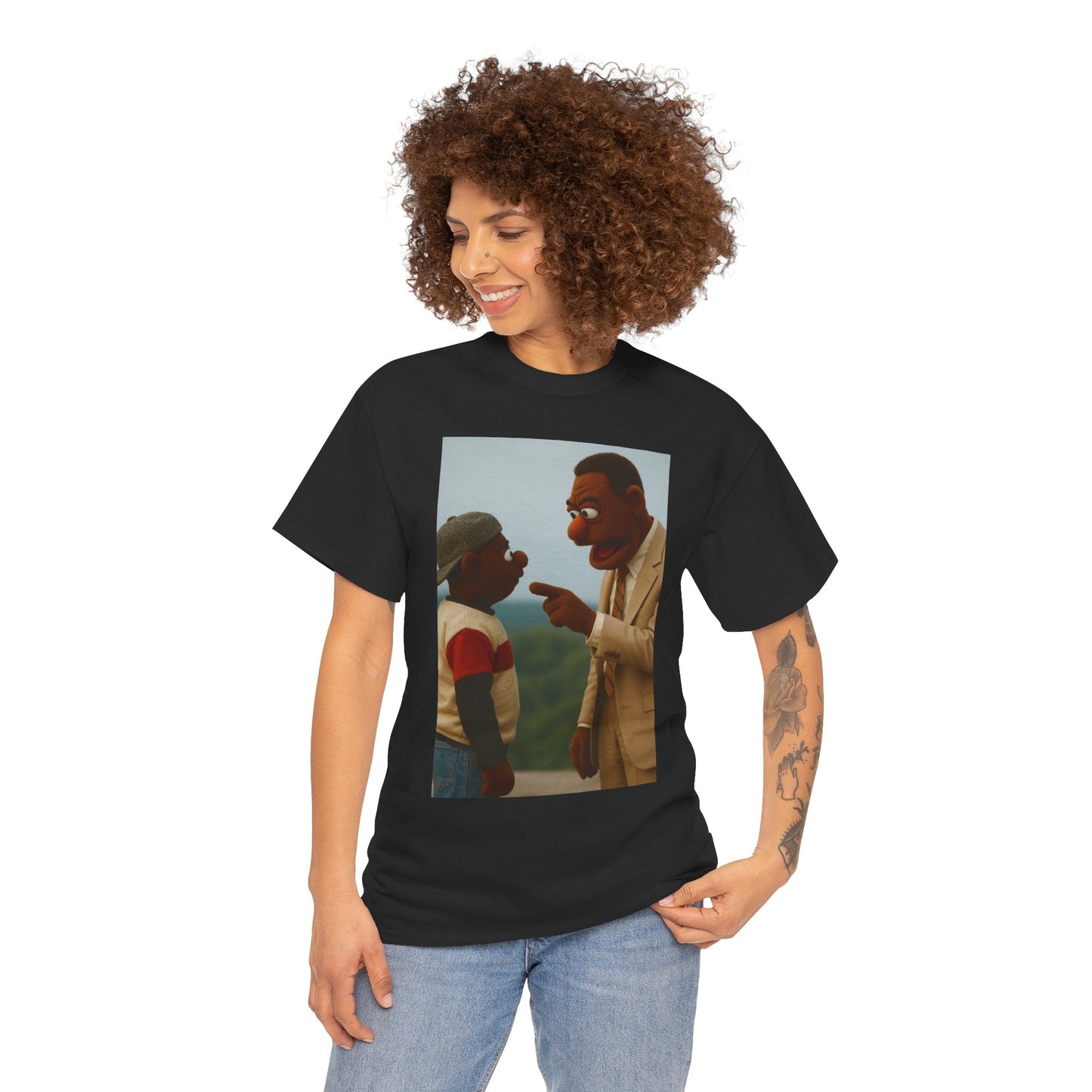 Funny Unisex Heavy Cotton Tee with Vintage Puppet Design
