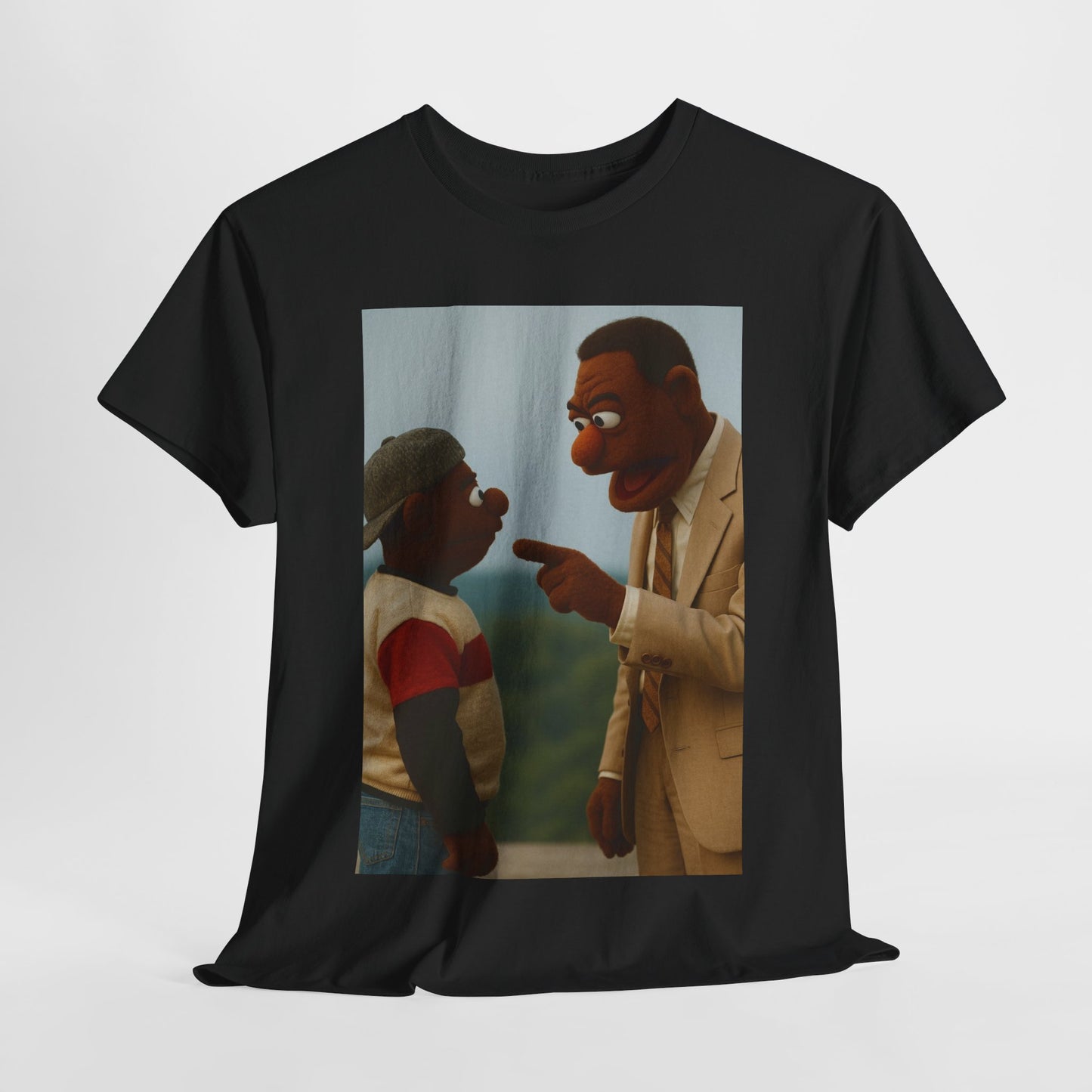 Funny Unisex Heavy Cotton Tee with Vintage Puppet Design