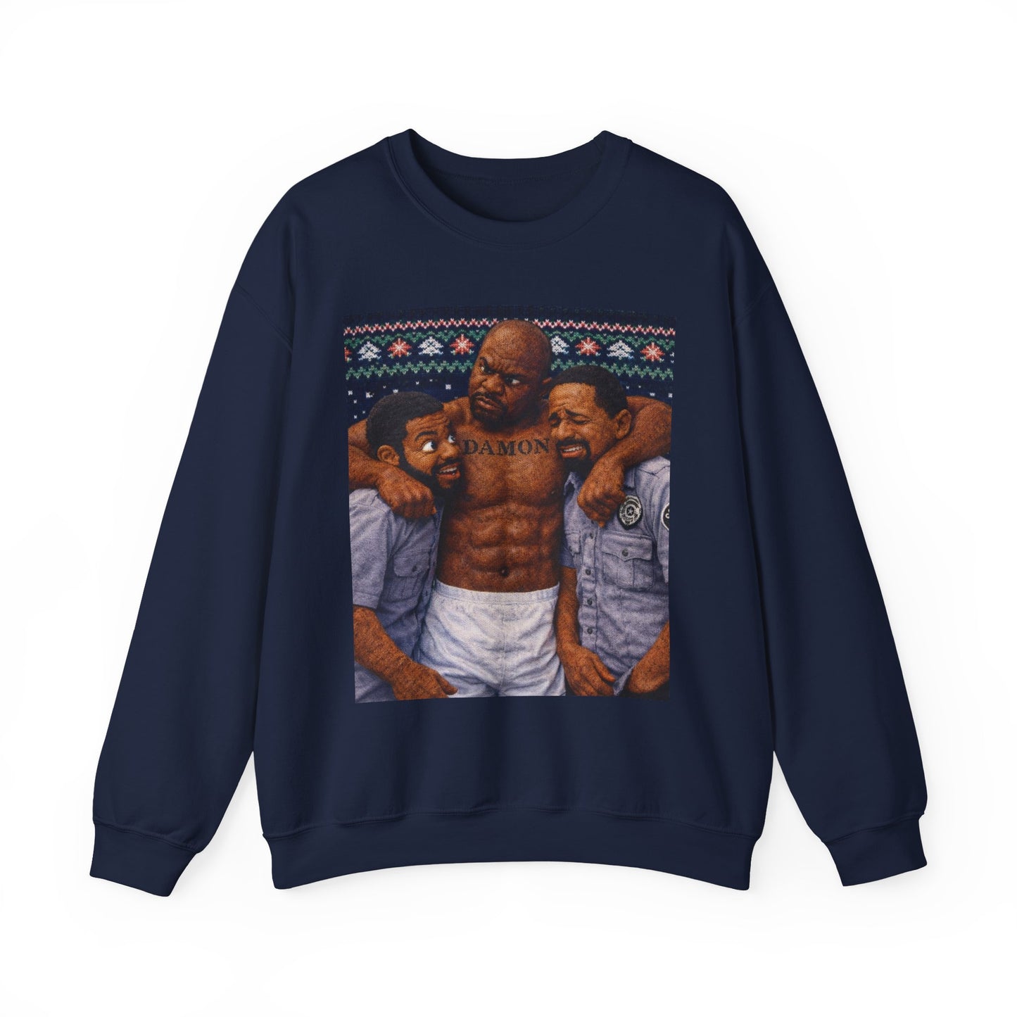 Graphic Sweatshirt — Festive Musclemen Crewneck Holiday Sweatshirt