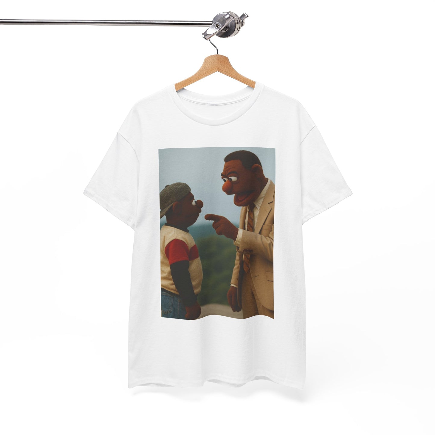 Funny Unisex Heavy Cotton Tee with Vintage Puppet Design