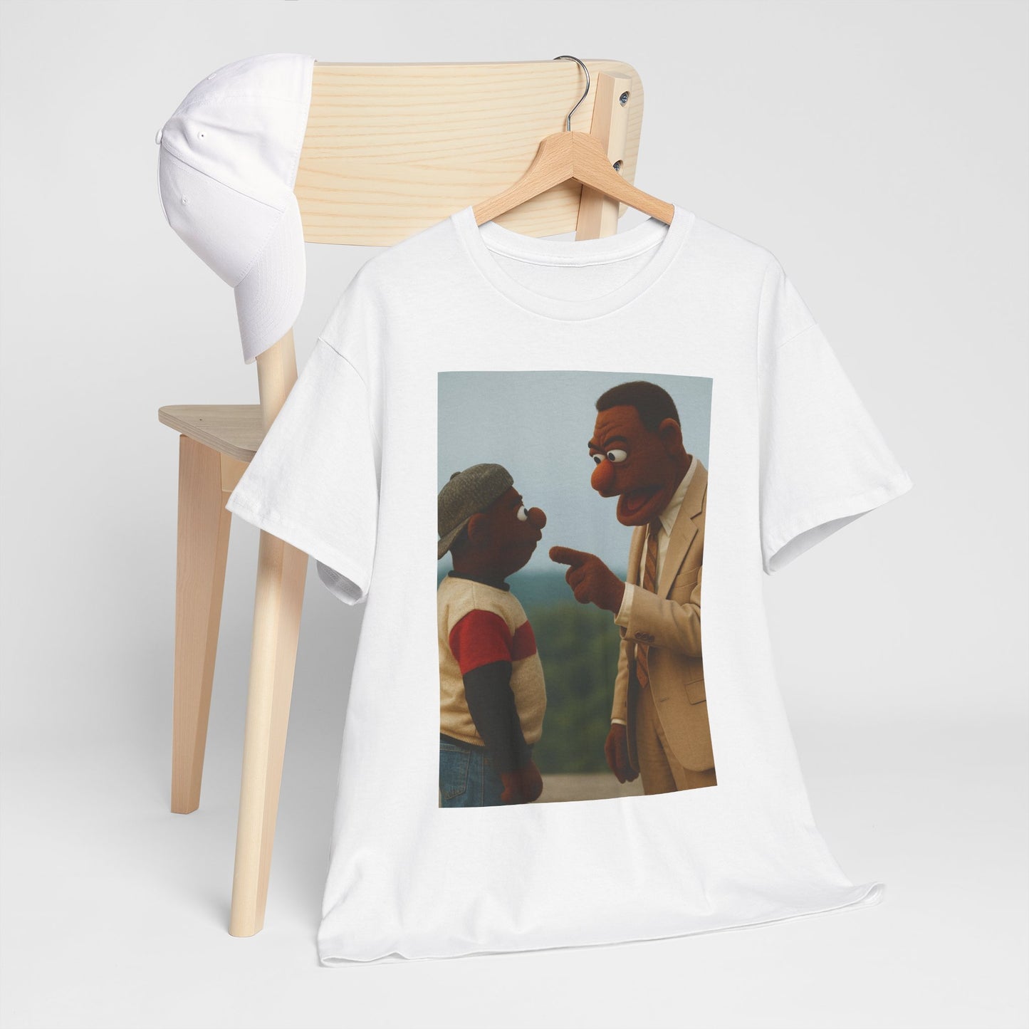 Funny Unisex Heavy Cotton Tee with Vintage Puppet Design