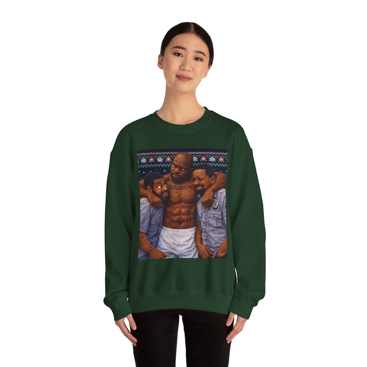 Graphic Sweatshirt — Festive Musclemen Crewneck Holiday Sweatshirt