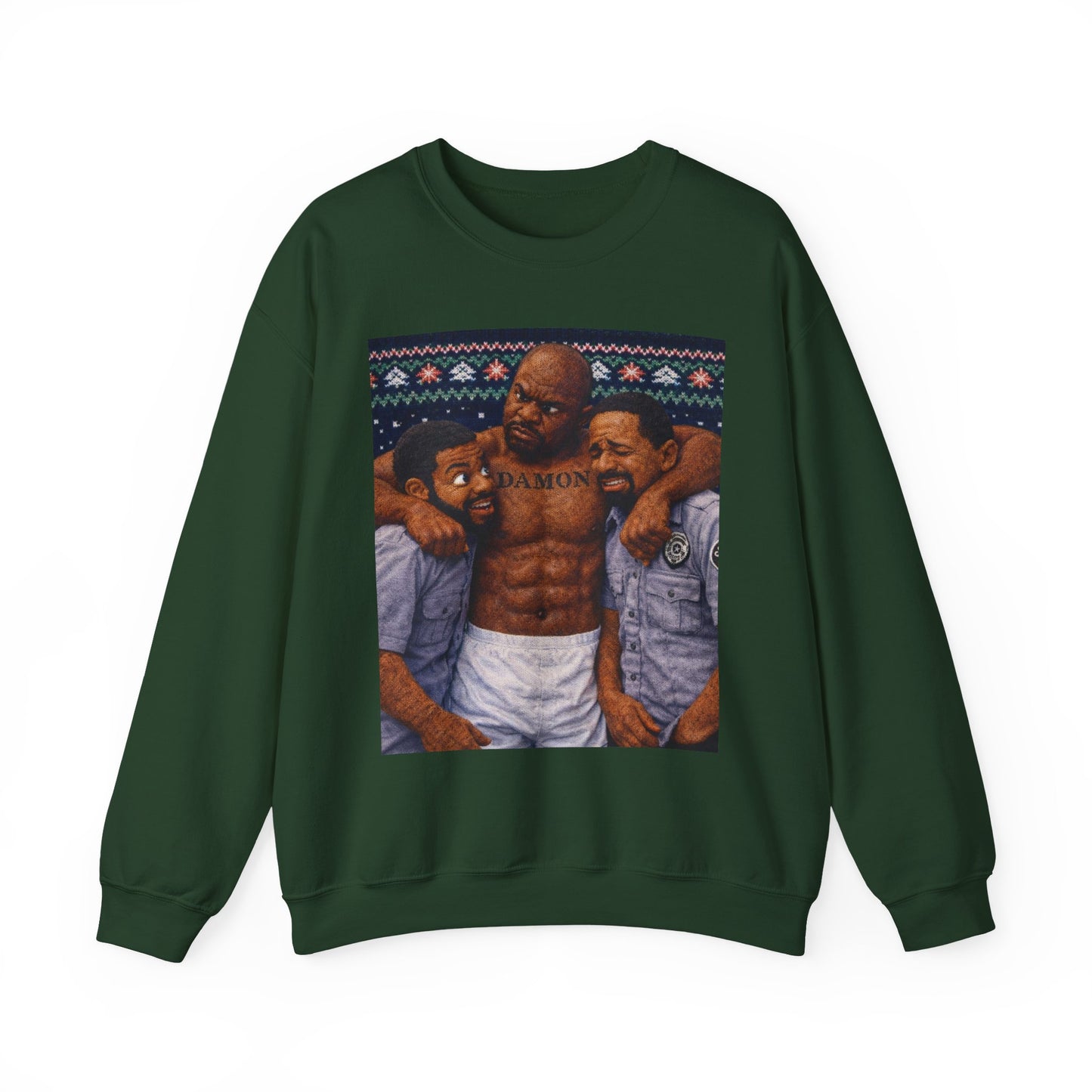 Graphic Sweatshirt — Festive Musclemen Crewneck Holiday Sweatshirt