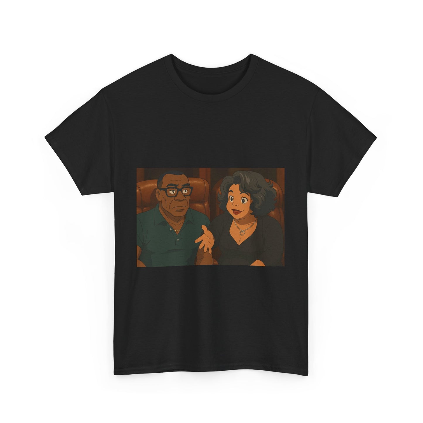 Charming Unisex Heavy Cotton Tee with Retro Friends Graphic