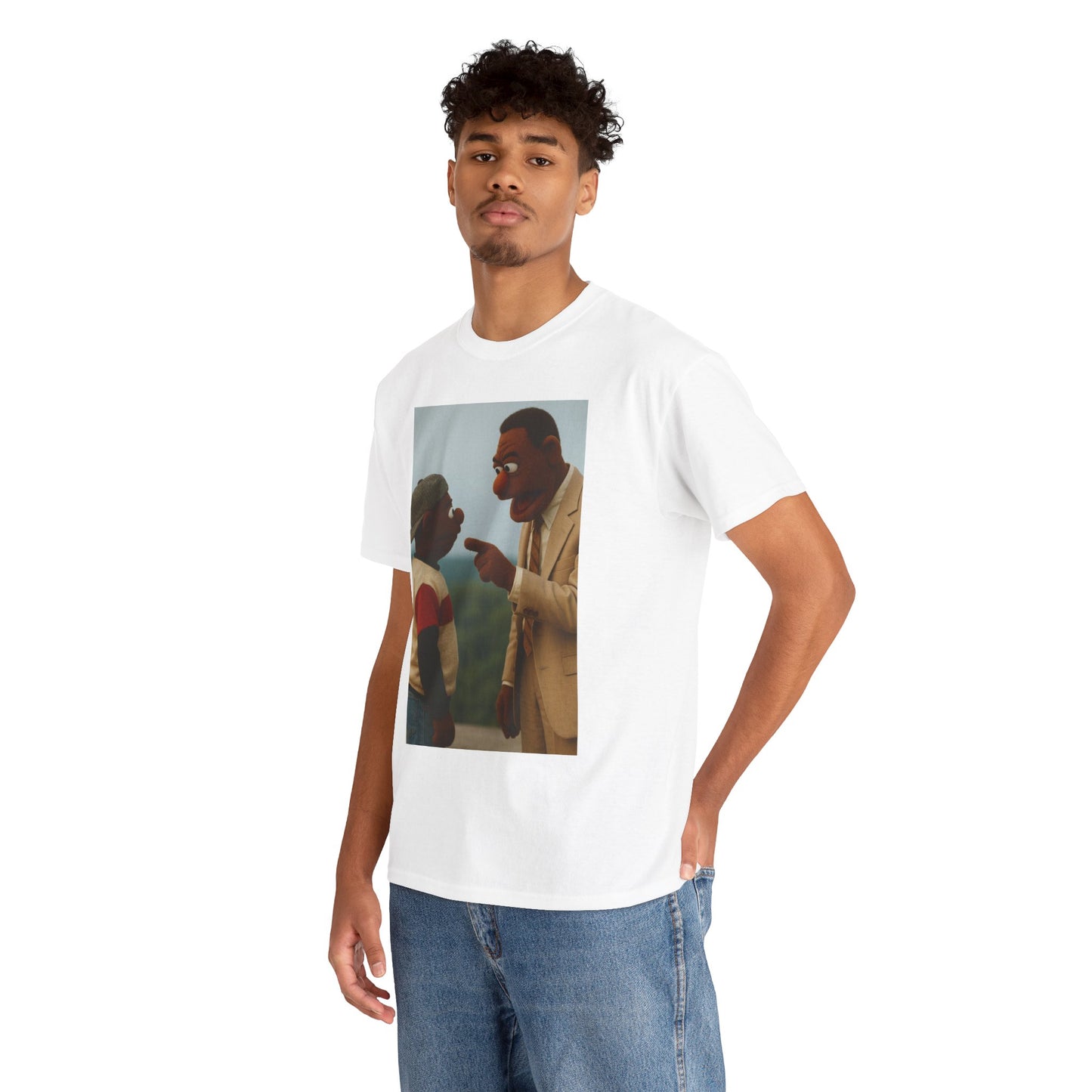 Funny Unisex Heavy Cotton Tee with Vintage Puppet Design