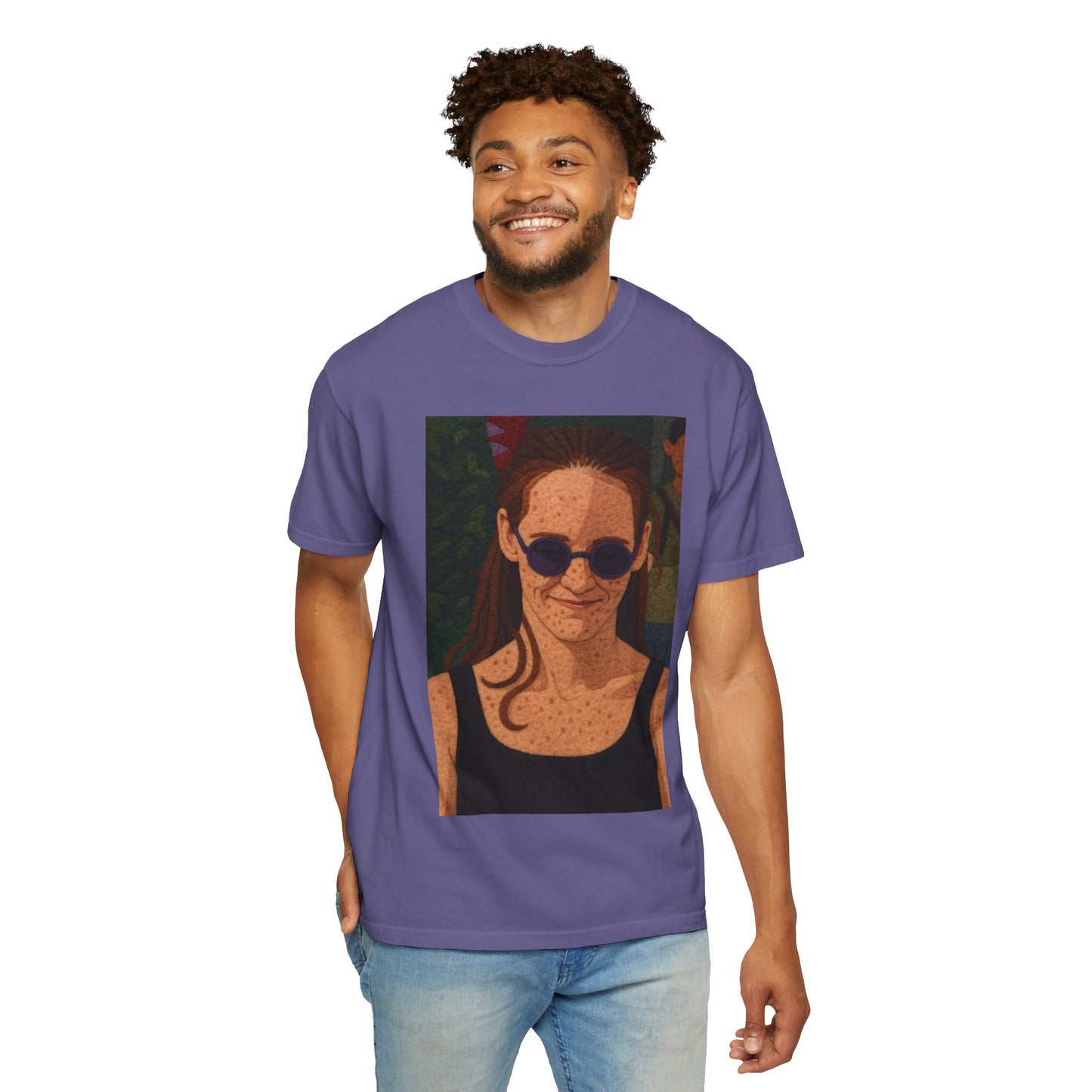 Unisex Garment-Dyed T-Shirt with Artistic Sunwear Design