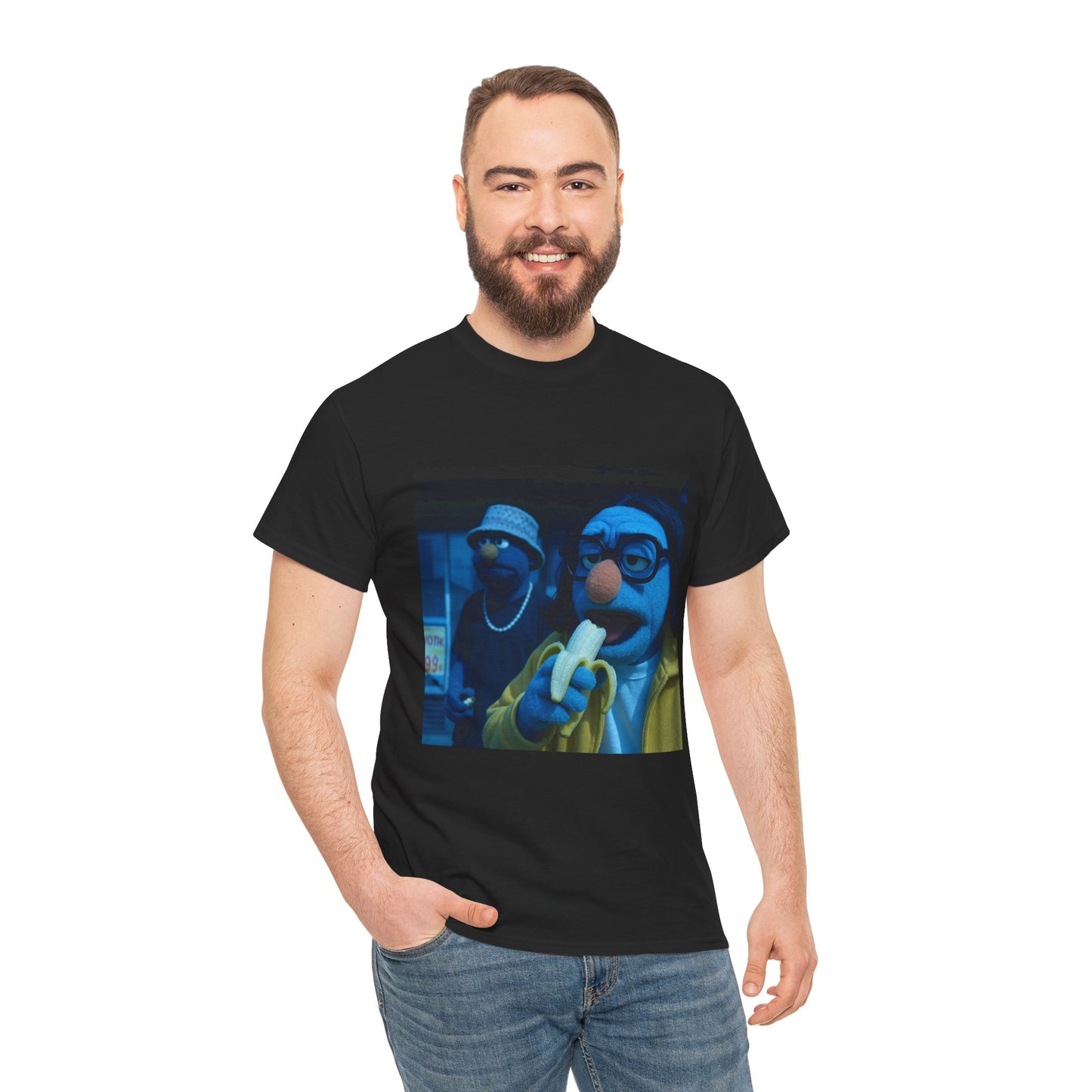 Retro Muppet Inspired Unisex Heavy Cotton Tee - Fun Banana Design