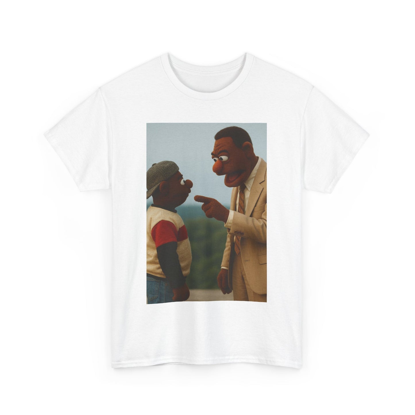 Funny Unisex Heavy Cotton Tee with Vintage Puppet Design