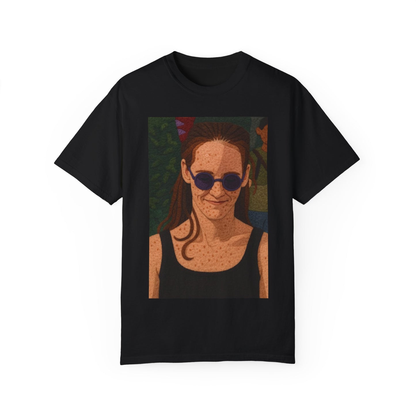 Unisex Garment-Dyed T-Shirt with Artistic Sunwear Design